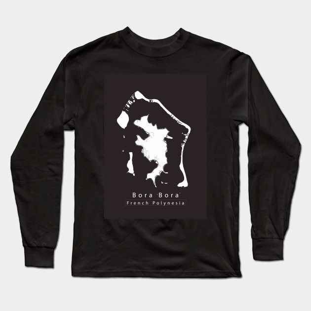 Bora Bora French-Polynesia Island Map Long Sleeve T-Shirt by Robin-Niemczyk